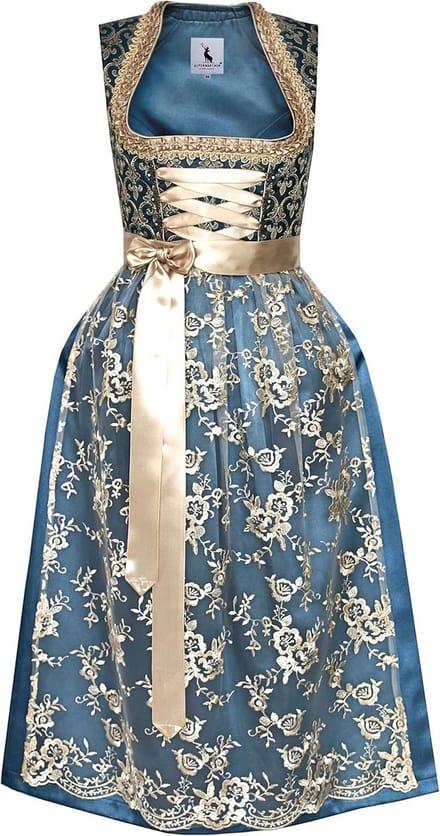 Lange Elegante Dirndl Linnea met Kanten Schort