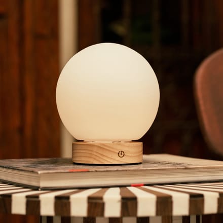 Tavellio Flore Oplaadbare Tafellamp - H17 - Hout en Glas - Lichtbruin