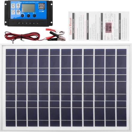 Zonnepaneel Acculader - Draagbare Energie - Off-Grid Stroom - Inclusief Controller - 30W 12V - Zwart