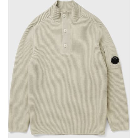 FULL RIB COTTON HALF BUTTON LENS SWEATER