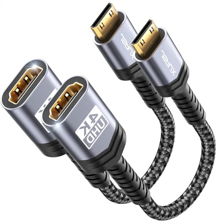 Mini HDMI Adapter Set van 2: Mini HDMI Plug naar HDMI Adapter voor 4K@60Hz HDR 3D, Geschikt voor Raspberry Pi, HDTV en Projectoren