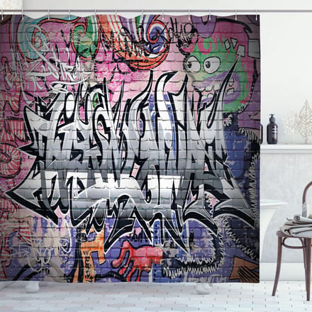 ABAKUHAUS – Stedelijk Douchegordijn – Grijs Roze, 175x180 cm, polyester