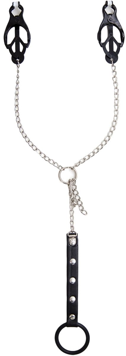 Smart Moves - Zwarte Tepelklemmen met Ketting naar Cockring