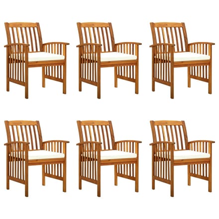 vidaXL - Tuinstoelen - 6 - stuks - met - kussens, - massief - acaciahout