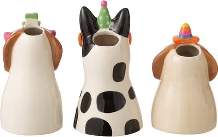 J-Line vaas Hond Bril - keramiek - mix - small - doos van 3