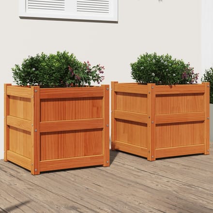 vidaXL - Plantenbakken - 2 - st - cm - massief - grenenhout - wasbruin