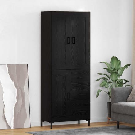 vidaXL - Highboard - 2 - st - Zwart - Eiken - 69,5 - x - 34 - x - 180 - cm - Bewerkt - hout
