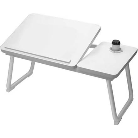 Opklapbare Bedtafel Multifunctioneel Bureau met Bekerhouder Lift Top Laptoptabel voor Thuis white