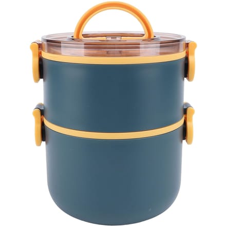 Lunchbox 1.6L Grote Capaciteit Dubbellaags Voedselcontainer Magnetronbestendig Lekvrij Draagbaar Voedselpot beige