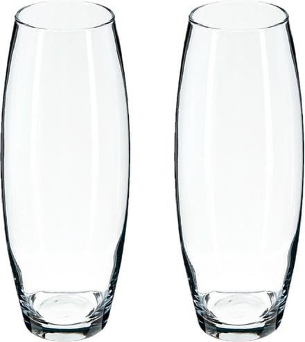 Atmosphera bloemenvaas Rochelle - 2x - Ovaal model - transparant - glas - 26 x 11 cm