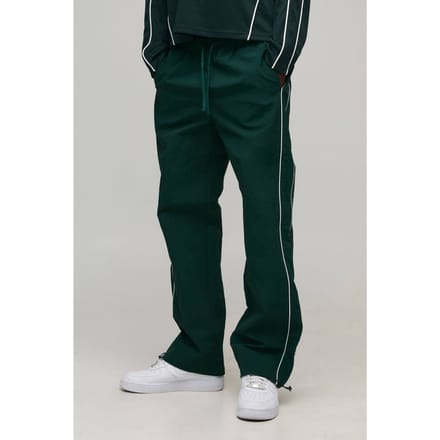 Relaxed Fit Nylon Piping Detail Track Pants | Forest | Size XL