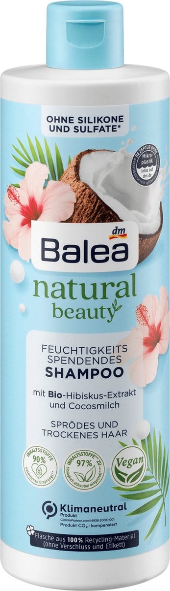 Balea Natural Beauty Shampoo Droog Haar – Bio Hibiscus Extract & Kokosmelk – Hydraterend & Herstellend