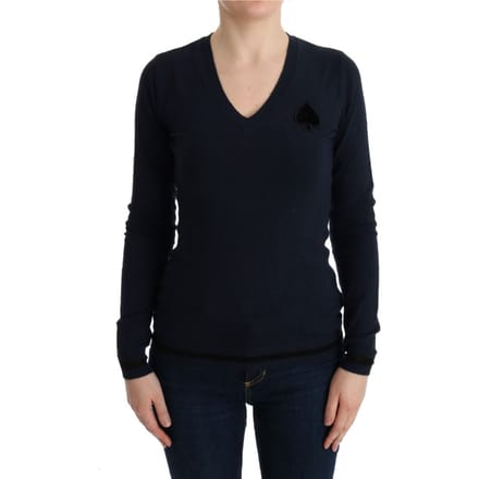 Costume National Dames Trui met blauwe V-hals in viscose