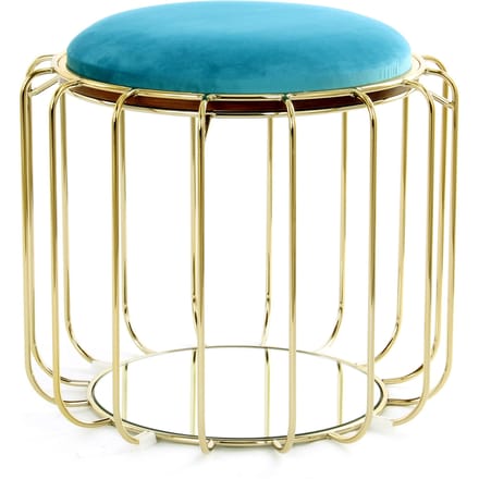 Bijzettafel / Pouf Comfortable 100 Turquoise / Goud