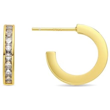 Boucles d'oreilles - LUXENTER - Daver - Zircone brillante - Finition or jaune 18k - Alliage métallique jaune