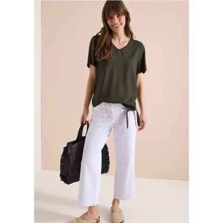 Blouse shirt met V-hals en knoop