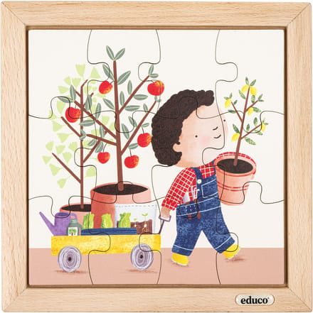 Dubbelzijdige puzzel - de tuin - Educo - Educatief speelgoed