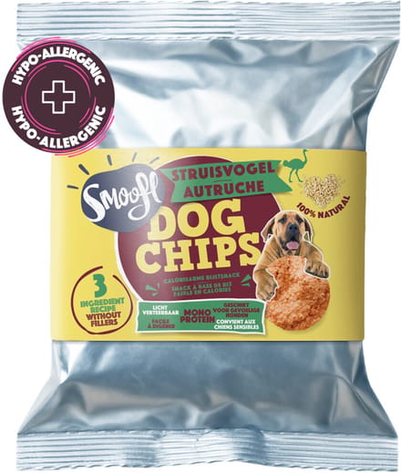 Smoofl Hondensnack Dog Chips Struisvogel - 50 gr