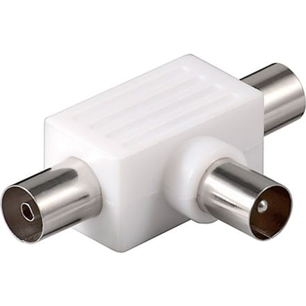 Goobay Coax T-adapter: dubbele coax-contrastekker > coax-stekker, plastic adapter-stekker