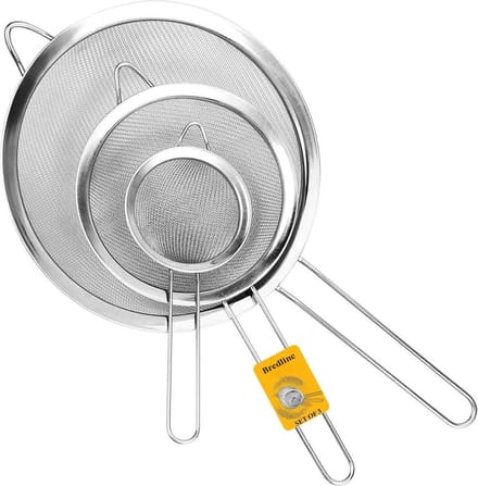 Bredline Premium RVS Zeef Set - 3 Delig - Klein Keukenzeven - Zeefjes- diameter 7cm 8cm en 10cm