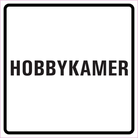 Hobbykamer sticker, wit zwart 200 x 200 mm