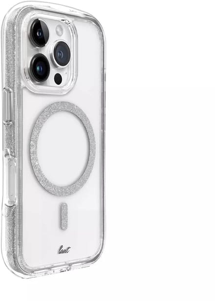 LAUT AERO SPARKLE iPhone Hoes – Crystal Clear met Glinsterend Effect & 6m Valbeveiliging | MagSafe Compatible | Apple iPhone 16 Pro Max
