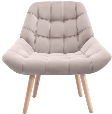 Vente-unique Fauteuil van beige fluweel - LUOSTO