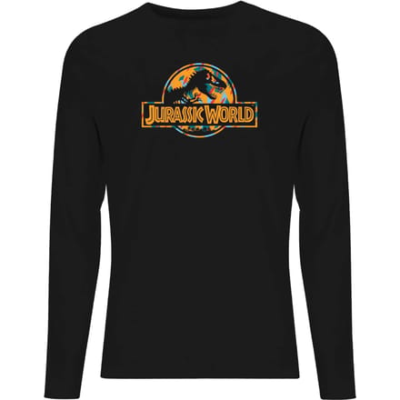 Jurassic Park Logo Tropical Men's Long Sleeve T-Shirt - Black - M