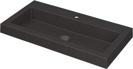 INK® Dock wastafel quartz met 1 kraangat, 80x6x40cm, quartz zwart