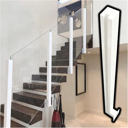 Glazen Balustrade Paal - Terras Reling - Buiten Beveiligen - Verstelbare Hoogte - 60-150 cm - Wit