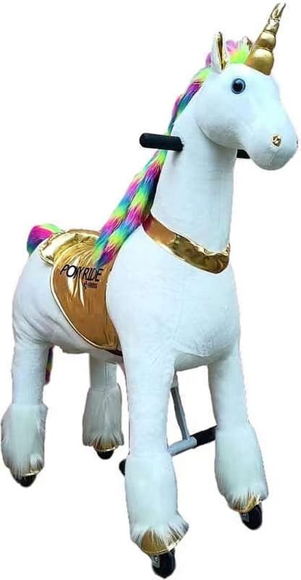 Pony Ride – Mechanisch Speelgoedpaard - Rijdend Speelgoedpaard - 3 tot 6 jaar - Galoppeerbeweging met Stuurfunctie – Goud - Small