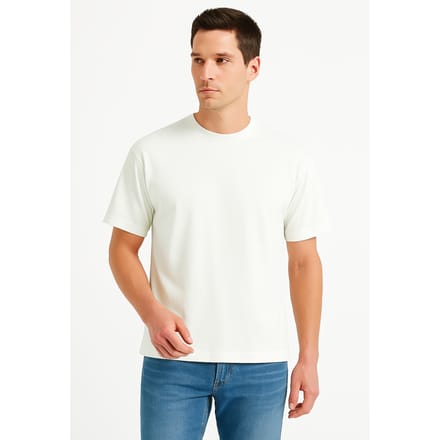 JUSTEVER 100% katoenen oversized T-shirt met ronde hals in ecru - Alpha