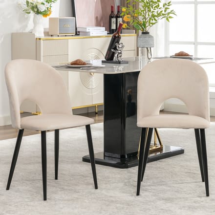REDOM Eetkamerstoel Set Van 2 - Verstelbare Poten - Modern - Fluweel En Metaal - Beige