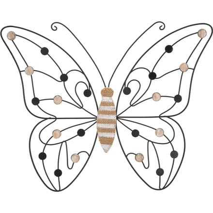 Wanddecoratie Iron/wood Wall Panel Butterfly 39,5×1,5×33,5 cm