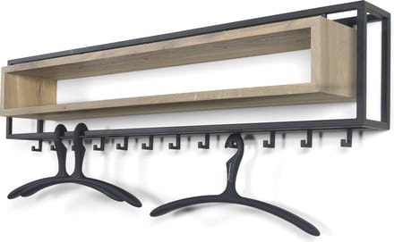Spinder Design kapstok School 120 - Zwart / Eiken - 12 haken - Staal