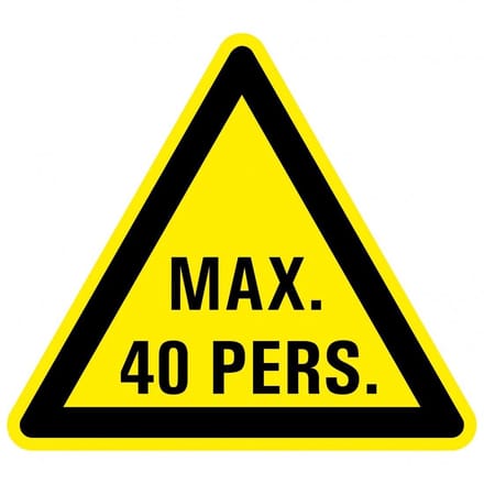 Waarschuwingsbord max. 40 personen - kunststof 400 mm