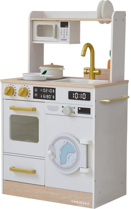 Teamson Kids Houten Speelkeuken Met Accessoires - Met Wasmachine en Mini Tuin - Wit