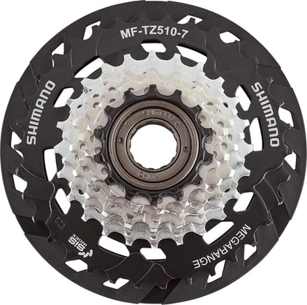 Shimano MF-TZ510 Screw-On cassette 7-speed met spaakbeschermer, zwart/zilver