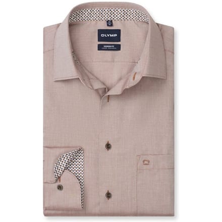 OLYMP Luxor Overhemd, Modern Fit, New Kent, Nougat