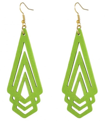 Zilveren houten oorbellen groen Toronto - Charme Bijoux