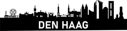 Skyline muursticker Den Haag - Skyline - Steden - Monomeer high tack - Zwart – Den Haag