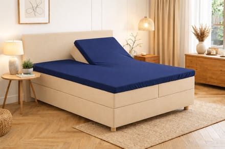 Polydaun hoeslaken - splittopper - Jersey - donkerblauw - 140/160 x 200/220 cm