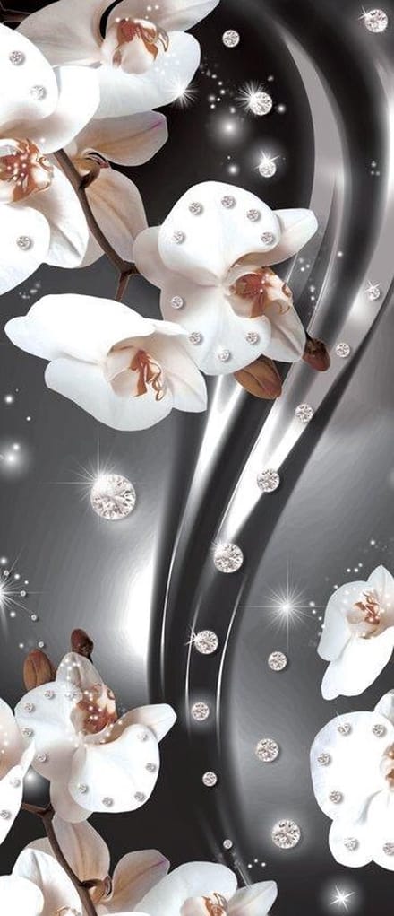 Flowers Orchids Pattern Photo Wallcovering