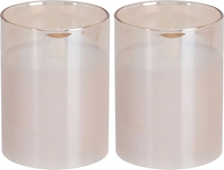 Home and Styling luxe LED kaarsen - 2x - in glas - warm wit - D7,5 x H10 cm