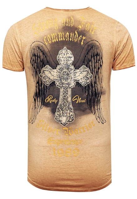 V-hals T-shirt met print aan de zijkant