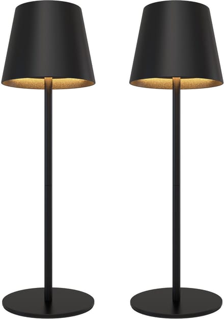 Ledvion – 2x Oplaadbare Tafellamp Nyra – LED - Zwart– Dimbaar – IP54 – USB