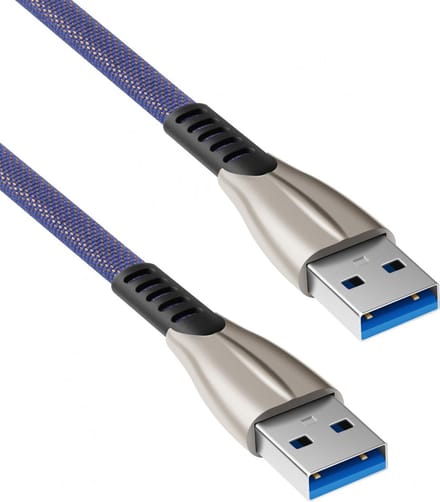 USB 2.0 kabel - Gevlochten mantel - Blauw - 2 meter