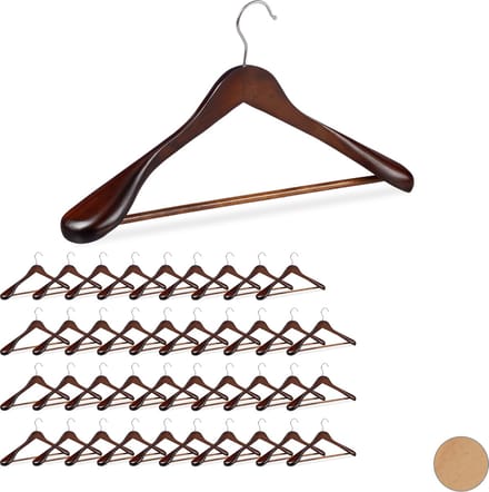 40 x kledinghanger - voor pakken - brede schouder - kleerhangers hout - bruin