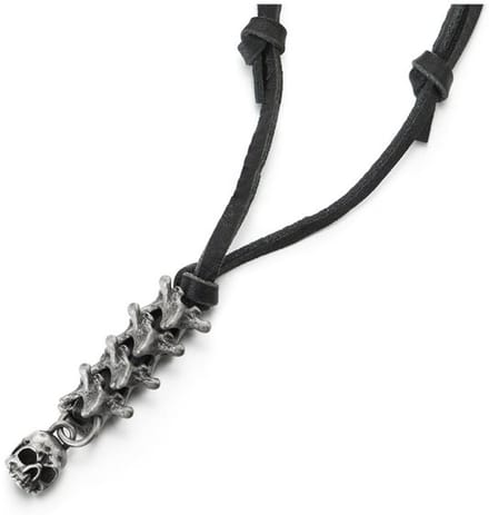 Allecto - Lederen halsketting - Skelet beenderen - design - Zwart