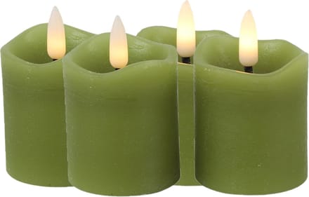 Countryfield LED kaarsen/stompkaarsenen - 4x st - groen - D5 x H7,2 cm - timer - warm wit